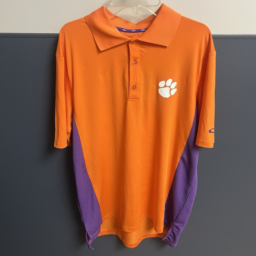 Drake Clemson Tigers Performance Stretch Polo With Mesh Sides, Orange Small